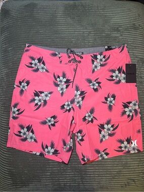 Hurley Men’s Hot Pink Floral Board Shorts